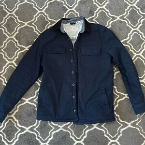 Tailor Vintage stretch canvas Sherpa lined navy blue jacket size large EUC